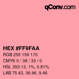 カラーコード: HEX #FF9FAA | qconv.com