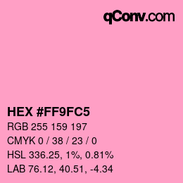 Color code: HEX #FF9FC5 | qconv.com