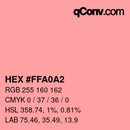 カラーコード: HEX #FFA0A2 | qconv.com
