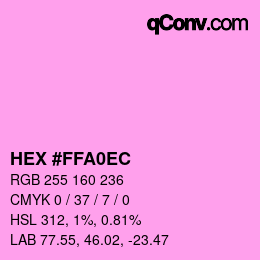 カラーコード: HEX #FFA0EC | qconv.com
