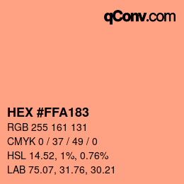 颜色代码: HEX #FFA183 | qconv.com