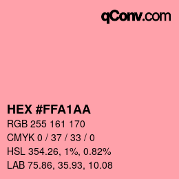 カラーコード: HEX #FFA1AA | qconv.com