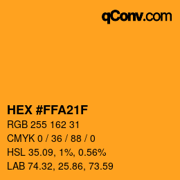 颜色代码: HEX #FFA21F | qconv.com