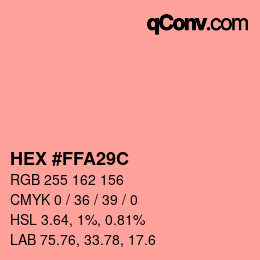 颜色代码: HEX #FFA29C | qconv.com