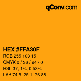 颜色代码: HEX #FFA30F | qconv.com