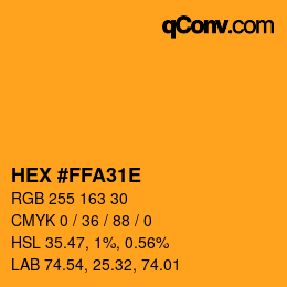 Color code: HEX #FFA31E | qconv.com