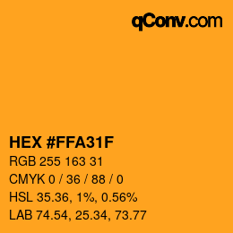 Code couleur: HEX #FFA31F | qconv.com