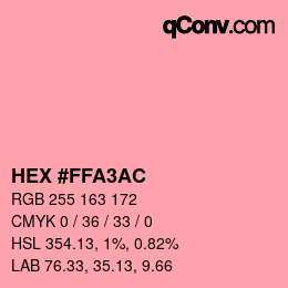 Color code: HEX #FFA3AC | qconv.com