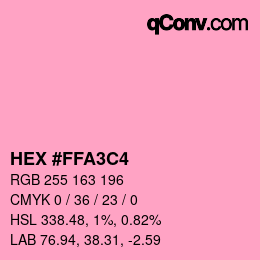 Color code: HEX #FFA3C4 | qconv.com