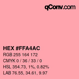 Farbcode: HEX #FFA4AC | qconv.com