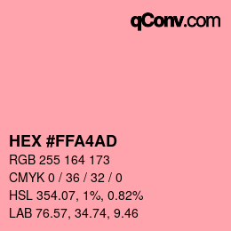 Color code: HEX #FFA4AD | qconv.com