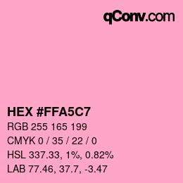 颜色代码: HEX #FFA5C7 | qconv.com