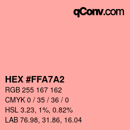 Color code: HEX #FFA7A2 | qconv.com