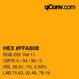 颜色代码: HEX #FFA80B | qconv.com