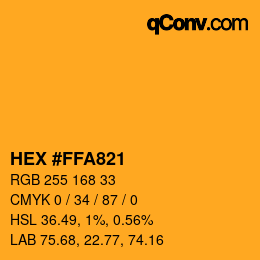 颜色代码: HEX #FFA821 | qconv.com
