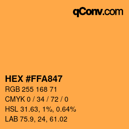 颜色代码: HEX #FFA847 | qconv.com