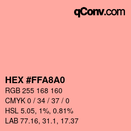 Color code: HEX #FFA8A0 | qconv.com