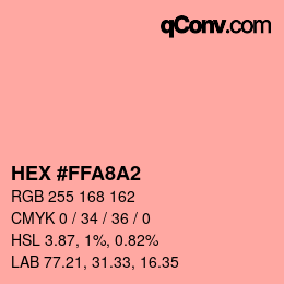 カラーコード: HEX #FFA8A2 | qconv.com