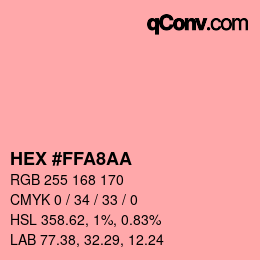 Color code: HEX #FFA8AA | qconv.com