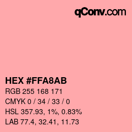 Farbcode: HEX #FFA8AB | qconv.com