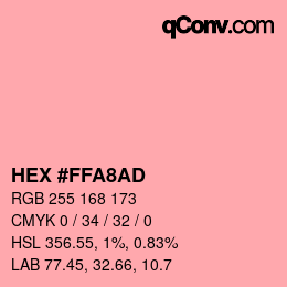 Color code: HEX #FFA8AD | qconv.com