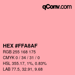 Color code: HEX #FFA8AF | qconv.com