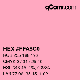 Color code: HEX #FFA8C0 | qconv.com