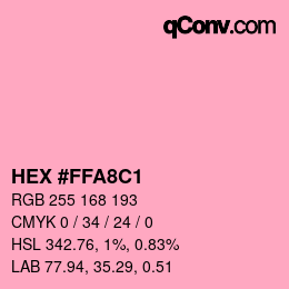 Color code: HEX #FFA8C1 | qconv.com