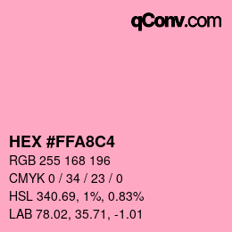 Color code: HEX #FFA8C4 | qconv.com