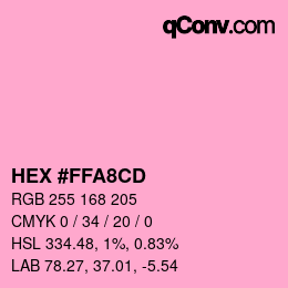 颜色代码: HEX #FFA8CD | qconv.com