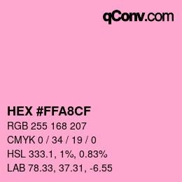 カラーコード: HEX #FFA8CF | qconv.com