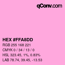 颜色代码: HEX #FFA8DD | qconv.com