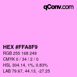 Color code: HEX #FFA8F9 | qconv.com