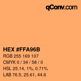 Color code: HEX #FFA96B | qconv.com