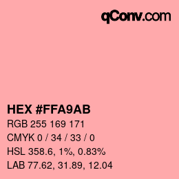 Color code: HEX #FFA9AB | qconv.com