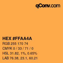 Color code: HEX #FFAA4A | qconv.com