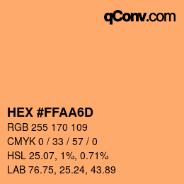 Color code: HEX #FFAA6D | qconv.com