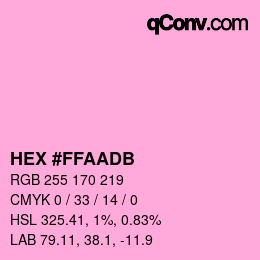 Color code: HEX #FFAADB | qconv.com