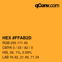 Color code: HEX #FFAB2D | qconv.com