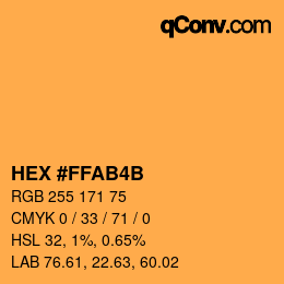 Color code: HEX #FFAB4B | qconv.com