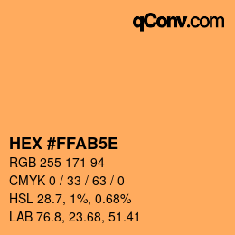 Color code: HEX #FFAB5E | qconv.com