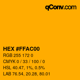 カラーコード: HEX #FFAC00 | qconv.com