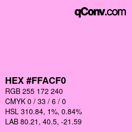 Color code: HEX #FFACF0 | qconv.com