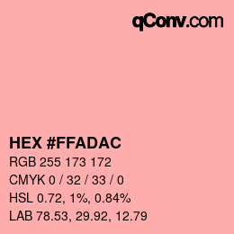 Color code: HEX #FFADAC | qconv.com