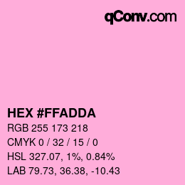 Color code: HEX #FFADDA | qconv.com