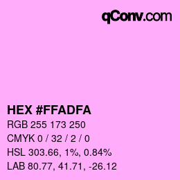 Color code: HEX #FFADFA | qconv.com