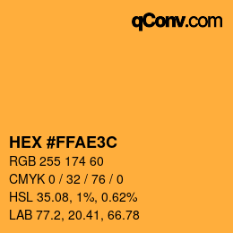 Color code: HEX #FFAE3C | qconv.com
