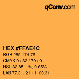 Color code: HEX #FFAE4C | qconv.com