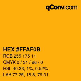 Color code: HEX #FFAF0B | qconv.com
