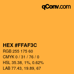 Color code: HEX #FFAF3C | qconv.com